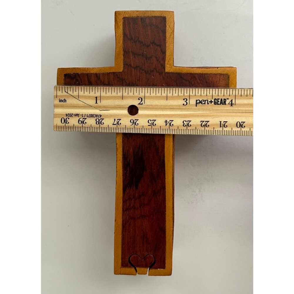 Handcrafted Wooden Cross Puzzle Box Hidden Compartment Keepsake Jewels Religious - Picture 11 of 12